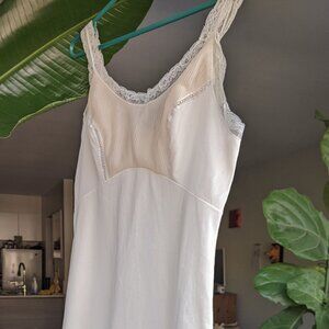 Vintage slip dress, lace trim, pleated details